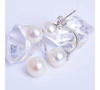 LOKILOKI Pendientes De Perlas Dobles De Agua Dulce Naturales De Plata De Ley 925 para Mujer, Joyería De Boda De Moda