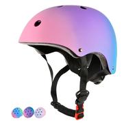 LOKJIJI Casco de Bicicleta Ajustable para niñas y niños, Cascos Infantiles de protección con degradación de Colores para Multideporte Ciclismo Patines Patinete Patinaje (Violeta, S)