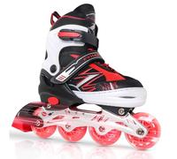 LOKJIJI Patines en línea Ajustables para niños niñas Principiantes, Negro y Rojo Patines de Ruedas para niños y jóvenes para Deportes (Mediano)