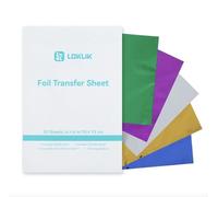 LOKLiK - Hojas de transferencia metálica - 50 hojas, 5 colores (oro, plata, azul, verde, púrpura) - Compatible con iCraft- Acabados metalizados para tarjetas, regalos, bricolaje y álbumes de recortes