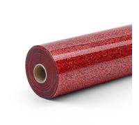 LOKLIK Rollo de vinilo con purpurina (transferencia de calor, termoadhesivo, 1 unidad, 30,5 x 90 cm), color verde, tamaño estándar (Rojo con brillo)