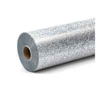 LOKLIK Rollo de vinilo con purpurina (transferencia de calor, termoadhesivo, 1 unidad, 30,5 x 90 cm), color verde, tamaño estándar (Plateado con brillo)
