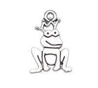 LOKLNEYK 30 dijes de príncipe rana de plata envejecida de 22 x 14 mm