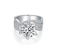 LOKLNEYK Anillo de compromiso de moissanita de 5 quilates for mujer, corte redondo, color D, VVS1, diamante azul, amarillo y rosa(White,8)