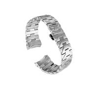 LOKLNEYK Codo de acero inoxidable adecuado for Panerai PAM441 111 382 PAM01316, correa de acero for hombre, pulsera con cierre de mariposa de 24mm(Silver)
