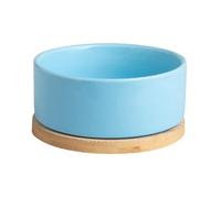 LOKLNEYK Comedero de cerámica for Mascotas - calentado con Agua, Plato autocalentable USB | Base Gran Capacidad Sistema Calentamiento automático(Blue)