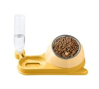 LOKLNEYK Comedero for Gatos con dispensador de Agua - for Botella | Set comedero y Bebedero Inclinado Estable for Mascotas(Yellow)