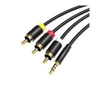 LOKLNEYK Compatible con Vention, Cable De 3,5 Mm A 3 RCA - Divisor AUX Macho De 2,5 Mm A RCA, Compatible con Altavoces/decodificadores/Equipos De Música.(3.5 to 3RCA PVC,1.5m)