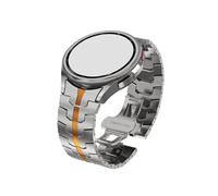 LOKLNEYK Correa De Acero Inoxidable Apta For Samsung Galaxy Watch 6 4 5 Pro 40 44mm Classic 42 46mm 43 47mm Pulsera Con Extremo Curvado Sin Espacios(Titanium orange,Galaxy 6classic 47mm)