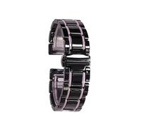LOKLNEYK Correa de cerámica de acero de 20mm y 22mm compatible con Samsung Galaxy Watch4, 5, 40mm, 45 y 44mm Pro, compatible con Amazfit Gts(Black and pink,20mm)