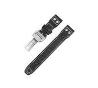LOKLNEYK Correa de cuero genuino compatible con for IWC SPITFIRE, reloj de piloto grande, TOP GUN IW5009, correa de cuero de vaca, repuesto de 20mm, 21mm y 22mm(Black-1,21MM_SILVER BUCKLE)