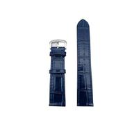 LOKLNEYK Correa de cuero suave y transpirable adecuada for accesorios de reloj Cartier/Tank/solo/Santos(Blue-silver,20mm)
