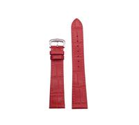 LOKLNEYK Correa de cuero suave y transpirable adecuada for accesorios de reloj Cartier/Tank/solo/Santos(Red-silver,18mm)
