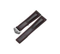 LOKLNEYK Correa de cuero transpirable de 22 mm compatible con la serie TAG Heuer/Monaco F1.(Black red-silver)