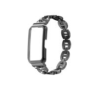 LOKLNEYK Correa De Diamante Protector De Caja De Metal Apto Fit For Huawei Band 6 7 8 Pulsera Fit For Honor Band 7 6 Cubierta Protectora Pulsera De Concha(Black,For Huawei Band 6Pro)