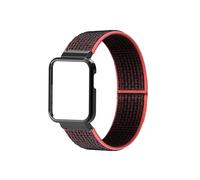LOKLNEYK Correa De Nailon Compatible Con For Redmi Watch 2/Xiaomi Mi Watch Lite/POCO, Correa De Reloj, Pulsera, Funda Protectora De Metal, Pulsera De Nailon(2.Black red band,For Mi Watch Lite)