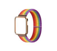 LOKLNEYK Correa De Nailon Compatible Con For Redmi Watch 2/Xiaomi Mi Watch Lite/POCO, Correa De Reloj, Pulsera, Funda Protectora De Metal, Pulsera De Nailon(7.Rainbow band,For POCO Watch)