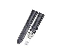 LOKLNEYK Correa De Reloj De Cuero Apta For Patek Philippe Grenade 5167Ax, Correa Con Patrón De Cocodrilo, Hebilla De Mariposa For Hombres Y Mujeres, 19/20mm 22mm(Black-white silverbk,21mm)