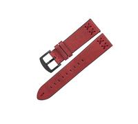 LOKLNEYK Correa De Reloj De Cuero De 20mm Y 22mm Apta For XiaoMi Fit For HuaWei GT2 3 PRO Lujosa Correa De Reloj De Pulsera Con Costuras Hechas A Mano(Red,20mm)