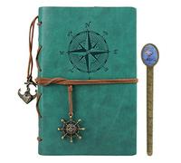 LOKLNEYK Diario de cuero reciclado que escribe el diario viaje en blanco encuadernado con cuerda hojas sueltas recargable grabado relieve