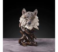 LOKLNEYK Estatuas de Cabezas Animales, Adornos for el hogar, Figuras coleccionables, esculturas Resina, Negocios, marrón, Arte, artesanía for(Wolf)