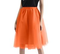 LOKLNEYK Falda Tul Mujer, Carnaval Mujer Talla Grande Elástica Disfraz para Ballet Fiesta Adulto Minifalda Bailarina Midi Retro 80s Plisada para Carnaval Semana Santa Fiesta Halloween 2#azafrán L