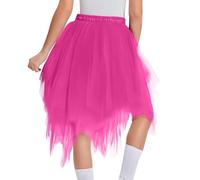 LOKLNEYK Falda Tul Mujer, Falda Tutu Mujer Midi Adulto Disfraz para Ballet Plisada Elástica Minifalda Brillante Talla Grande Saten Brillo para Carnaval Semana Santa Fiesta Halloween 2#Rosa Fuerte XL
