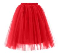 LOKLNEYK Falda Tul Mujer Vestido Lentejuelas Mujer Midi Saten Disfraz para Ballet Plisada Bailarina Minifalda Elástica Cortas Irregular Fiesta para Carnaval Semana Santa Fiesta Halloween 2#Rojo XL