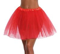 LOKLNEYK Tutu Mujer, Carnaval Mujer Midi Elástica Disfraz para Ballet Steampunk Saten Minifalda Adulto Cortas Navidad Brillo para Carnaval Semana Santa Fiesta Halloween 2#Rojo One Size