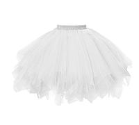 LOKLNEYK Tutu Mujer Carnaval Mujer Talla Grande Saten Disfraz para Ballet Plisada Elástica Minifalda Adulto Midi Irregular Fiesta para Carnaval Semana Santa Fiesta Halloween 2#Blanco One Size