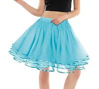 LOKLNEYK Tutu Mujer, Falda Mujer Cortas Brillante Disfraz para Ballet Nochevieja Irregular Minifalda Adulto Midi Retro 80s Fiesta para Carnaval Semana Santa Fiesta Halloween 2#Azul Cielo One Size