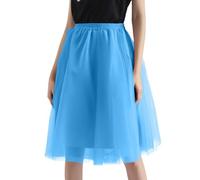 LOKLNEYK Tutu Mujer Falda Mujer Talla Grande Saten Disfraz para Ballet Nochevieja Retro 80s Minifalda Elástica Midi Adulto Brillo para Carnaval Semana Santa Fiesta Halloween 2#Azul Cielo S