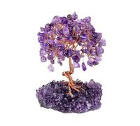LoKori Árbol de La Vida de Cristal de Amatista Natural, árbol del Dinero con Base de Cristal de Racimo de Amatista, árbol de Piedras Preciosas Feng Shui Bonsai para Decoración de Habitaciones Reiki
