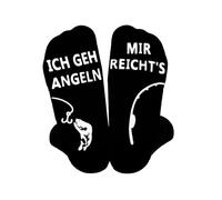 lokxmve Divertidos calcetines regalo para pescadores hombre 38-46 algodón con texto 'Mir Reicht's Ich Geh Angeln' - Divertido regalo para hombres, papá, abuelo, cumpleaños, regalo del día