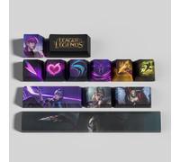 LOL 12 Tapas de Teclas Perfil OEM Ergonómico, Material PBT OEM Perfil Tinte Sublimación Diseño, Compatible con la mayoría de Teclados Mecánicos Gamer (Evelynn)