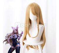 LOL K/DA Ahri peluca larga recta de la Mujer de calor sintético resistente a la fiesta de disfraces de Halloween juego peluca de pelo amarillo peluca