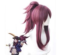 LOL KDA Akali Cosplay peluca The Rogue Assassin Akali Wig Halloween Carnival Pelucas de cabello sintético a prueba de calor + gorra de peluca