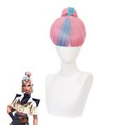 Lol True Damage Qiyana Cosplay Pelucas Prestige Pink Mix Blues Pelucas con flequillo Pelo Artificial Resistente al Calor Anime Disfraz Peluca KUQX3658