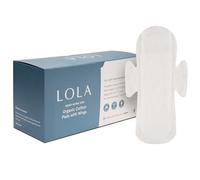 LOLA Almohadillas de algodón orgánico, 36 unidades, almohadilla ultrafina con alas, almohadillas de algodón orgánico para mujeres, productos aprobados por la HSA FSA, cuidado femenino, pesadas