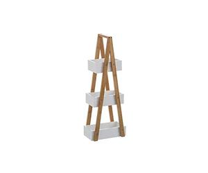 Lola Home Estantería Blanca de bambú con 3 cestas nórdica para Cuarto de baño Basic-LOLAhome, 30x18.5x81 cm