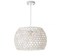 LOLAhome Lámpara de techo rejilla de bambú blanca de Ø 35x24 cm