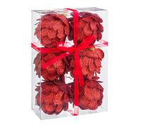 Lola Home Set de 6 Bolas de Navidad piña de Foam Rojas de Ø 8 cm