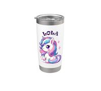 Lola - Lindo diseño de unicornio para niñas con nombre Lola Vaso térmico de acero inoxidable de doble pared
