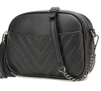 lola mae Bolso bandolera acolchado, diseño moderno, Black-Pewter Hardware Lm691, Small
