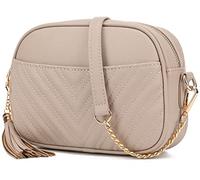 lola mae Bolso cruzado acolchado, bolso de hombro de diseño moderno, Piedra, Small