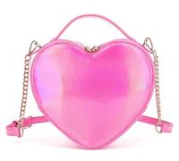 lola mae Bolso cruzado con forma de corazón para mujer, con cremallera alrededor del hombro (MT-Hpink), Metálico Hpink-759