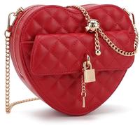 lola mae Bolso cruzado con forma de corazón para mujer, con cremallera alrededor del hombro, Rojo-770, Small