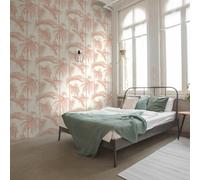 Lola Paris Papel Tapiz De Hoja De Palma Crema/Rosa 36919-3 Metálico Exótico