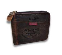 Lola Sale Cartera Hombre Cremallera, Cartera Hombre Piel Cafe, con Tarjeta de Bloqueo RFID, de Cuero Caballo, Plegable, para Tarjetas de crédito. (1752.Cafe_Vintage_Cierre)