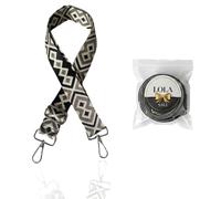 Lola Sale. Correa Colores Negro, Grises, Crema con Rombos. Hebilla Plateada. Correa Bolso Bandolera. Repuesto, Ajustable. Asa para Bolso Mujer. Talle 3.8 (22330.N)